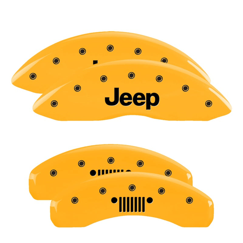 MGP Caliper Covers 42020SJPLYL Set of 4: Yellow finish, Black JEEP / JEEP Grill Logo