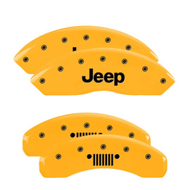 MGP Caliper Covers 42022SJPLYL Set of 4: Yellow finish, Black JEEP / JEEP Grill Logo