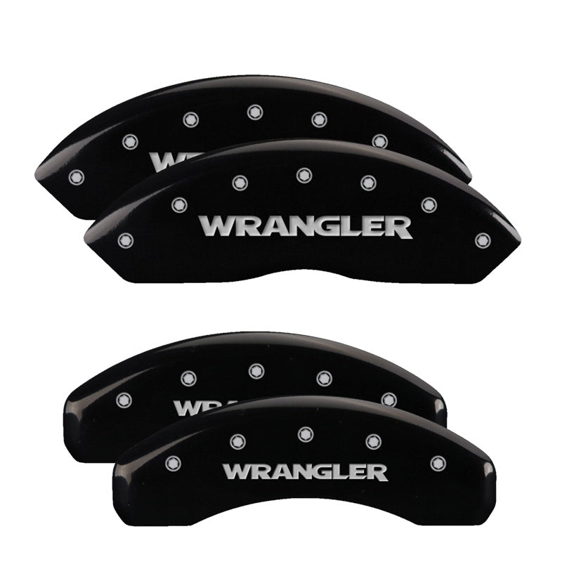 MGP Caliper Covers 42022SWRGBK Set of 4: Black finish, Silver WRANGLER