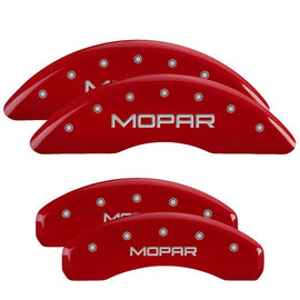 MGP Caliper Covers 42023SMOPRD Set of 4: Red finish, Silver MOPAR