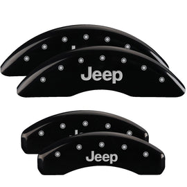 MGP Caliper Covers 42023SJEPBK Set of 4: Black finish, Silver JEEP