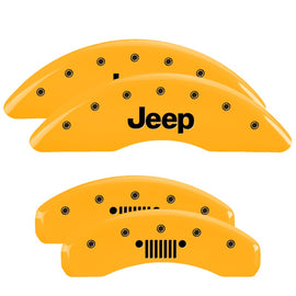 MGP Caliper Covers 42023SJPLYL Set of 4: Yellow finish, Black JEEP / JEEP Grill Logo