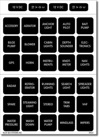 BLUE SEA 4215-BSS LABEL KIT DC H2O 30 SQUARE BLK V1