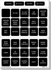 BLUE SEA 4217-BSS LABEL KIT DC H2O 120 SQUARE BLK