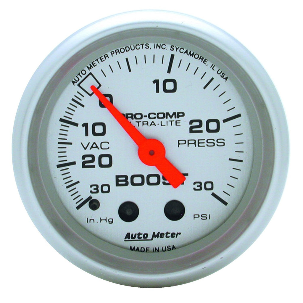 AutoMeter 4303 Traditional incandescent lighting illuminates around the perimeter of the dial