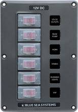 Load image into Gallery viewer, BLUE SEA 4322-BSS PANEL SWITCH H2O CB 6POS GRAY