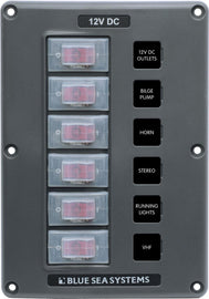 BLUE SEA 4322-BSS PANEL SWITCH H2O CB 6POS GRAY