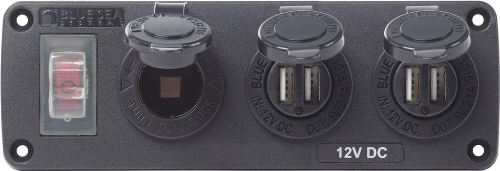 BLUE SEA 4365-BSS PANEL ACC H2O 2 USBS & SCKT