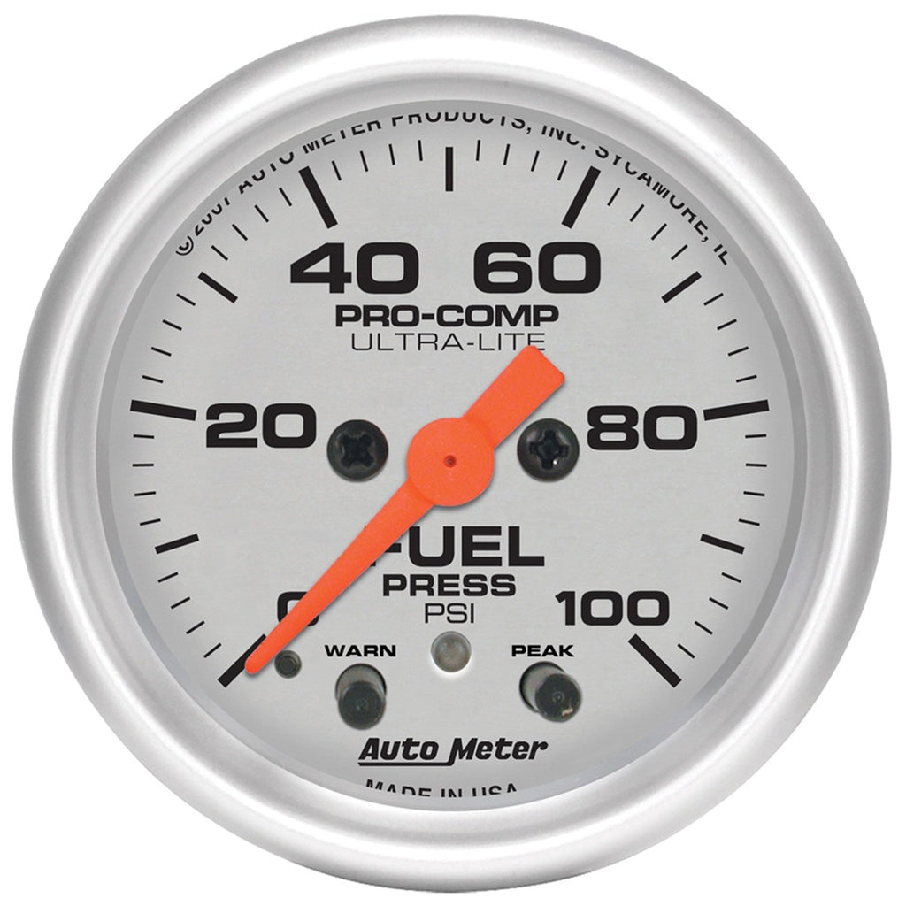 AutoMeter 4371 GAUGE, FUEL PRESS, 2 1/16", 100PSI, DIGITAL STEPPER MOTOR W/PK & WRN, ULTRA-LITE