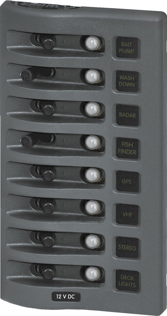 BLUE SEA 4378-BSS PANEL WD 12VDC CLB 8POS GRAY