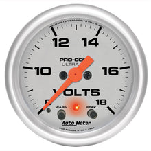 Load image into Gallery viewer, AutoMeter 4383 GAUGE, VOLTMETER, 2 1/16" , 18V, DIGITAL STEPPER MOTOR W/PEAK &amp; WARN, ULTRA-LITE