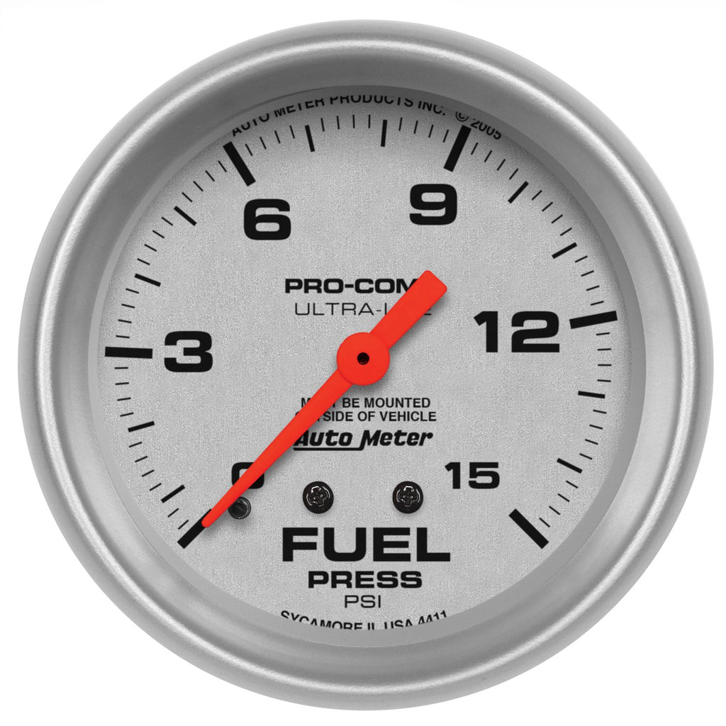 AutoMeter 4411 Traditional incandescent lighting illuminates around the perimeter of the dial