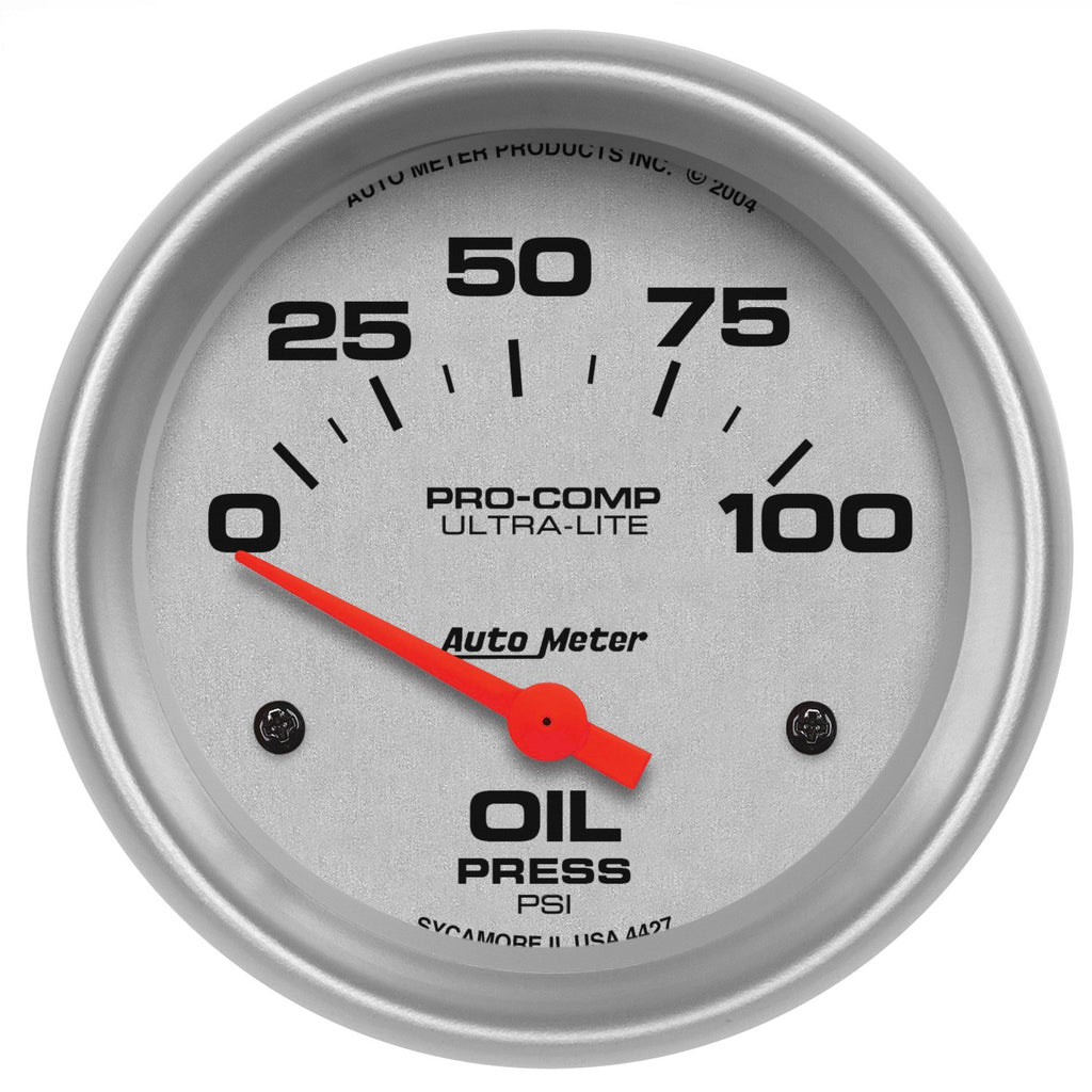 AutoMeter 4427 Traditional incandescent lighting illuminates around the perimeter of the dial