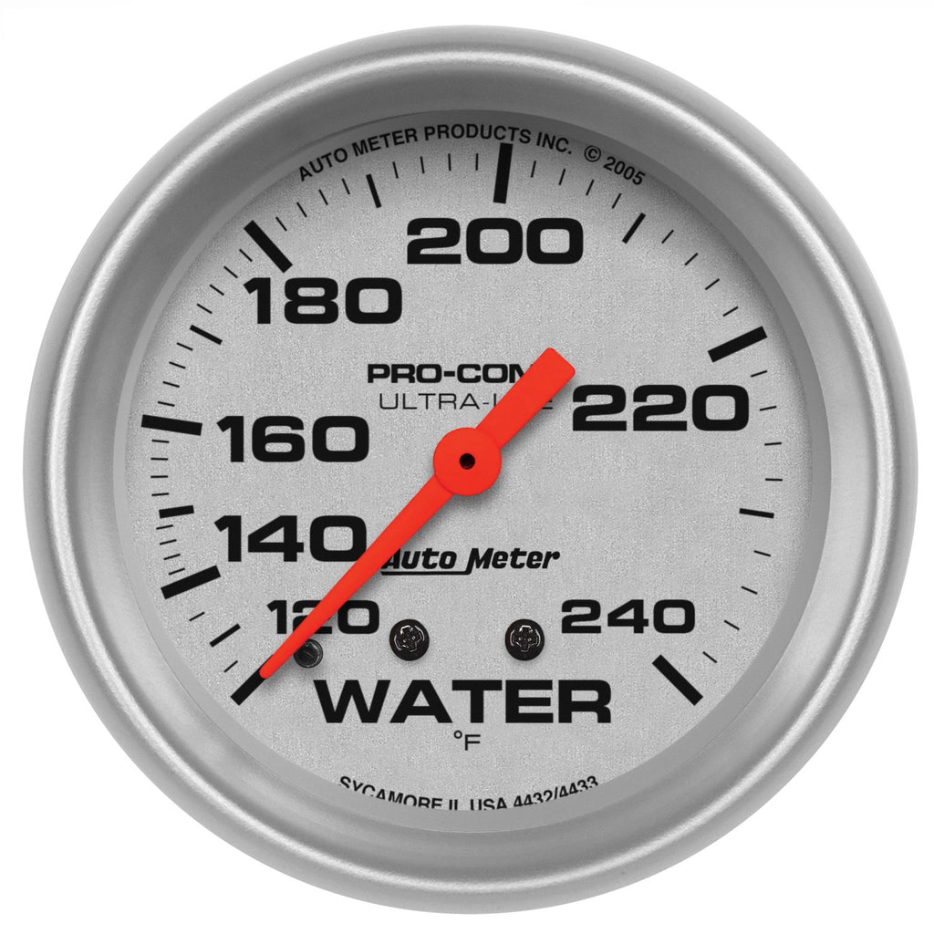AutoMeter 4433 Traditional incandescent lighting illuminates around the perimeter of the dial