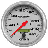 AutoMeter 4489-M Traditional incandescent lighting illuminates around the perimeter of the dial