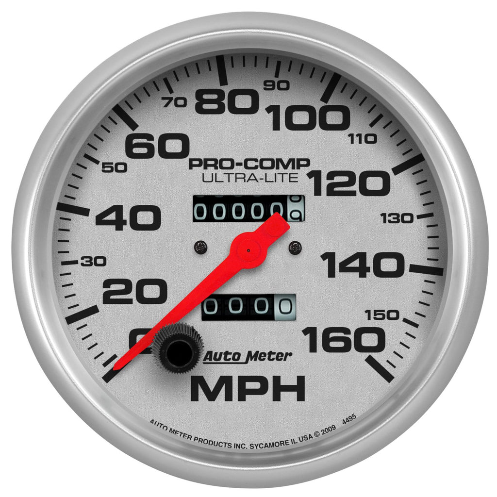 AutoMeter 4495 GAUGE, SPEEDOMETER, 5" , 160MPH, MECHANICAL, ULTRA-LITE
