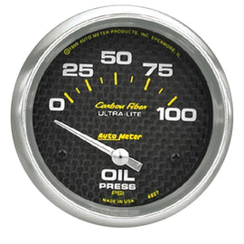 AutoMeter 4827 Traditional incandescent lighting illuminates around the perimeter of the dial