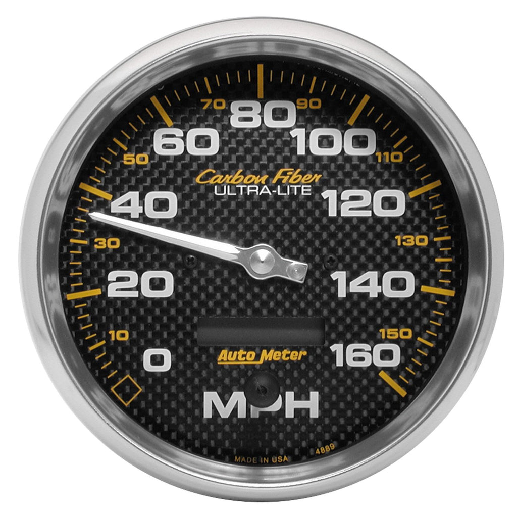 AutoMeter 4889 Traditional incandescent lighting illuminates around the perimeter of the dial