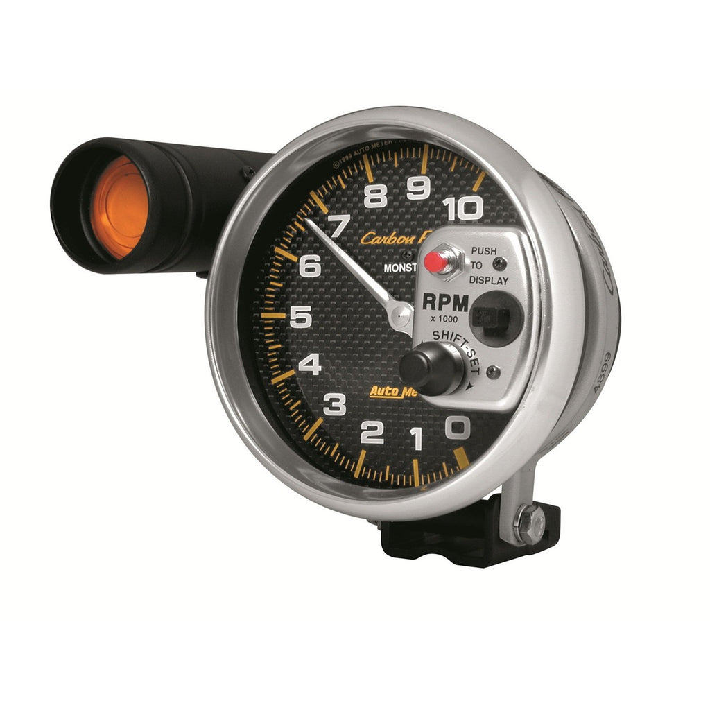 AutoMeter 4899 GAUGE, TACHOMETER, 5" , 10K RPM, PEDESTAL W/ EXT. SHIFT-LITE, CARBON FIBER
