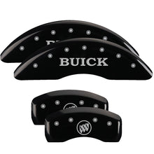 Load image into Gallery viewer, MGP Caliper Covers 49001SBSHBK Set of 4: Black finish, Silver Buick / Buick Shield Logo