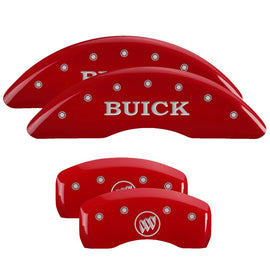 MGP Caliper Covers 49001SBSHRD Set of 4: Red finish, Silver Buick / Buick Shield Logo