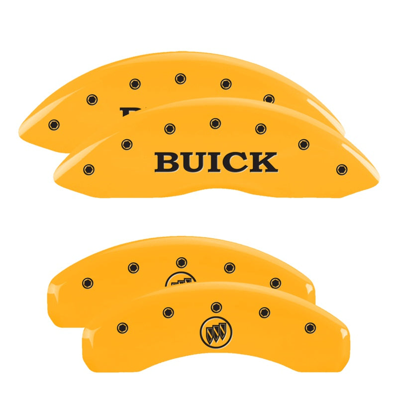 MGP Caliper Covers 49002SBSHYL Set of 4: Yellow finish, Black Buick / Buick Shield Logo