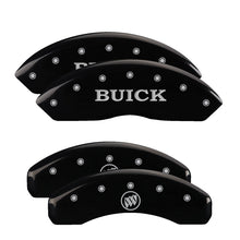 Load image into Gallery viewer, MGP Caliper Covers 49003SBSHBK Set of 4: Black finish, Silver Buick / Buick Shield Logo