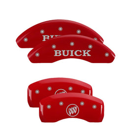 MGP Caliper Covers 49004SBSHRD Set of 4: Red finish, Silver Buick / Buick Shield Logo