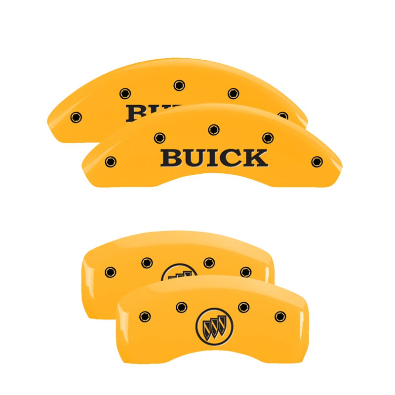 MGP Caliper Covers 49009SBSHYL Set of 4: Yellow finish, Black Buick / Buick Shield Logo