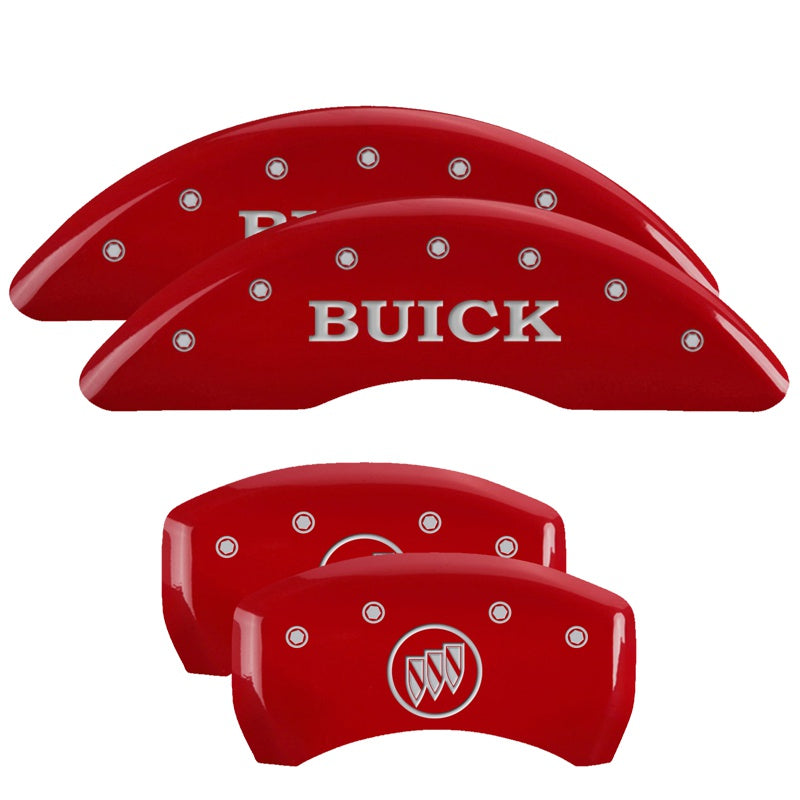 MGP Caliper Covers 49013SBSHRD Set of 4: Red finish, Silver Buick / Buick Shield Logo