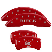 Load image into Gallery viewer, MGP Caliper Covers 49013SBSHRD Set of 4: Red finish, Silver Buick / Buick Shield Logo