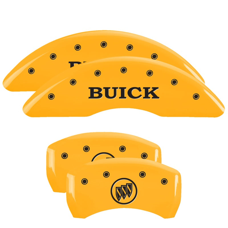 MGP Caliper Covers 49013SBSHYL Set of 4: Yellow finish, Black Buick / Buick Shield Logo
