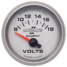 Load image into Gallery viewer, AutoMeter 4992 GAUGE, VOLTMETER, 2 1/16" , 18V, ELECTRIC, ULTRA-LITE II