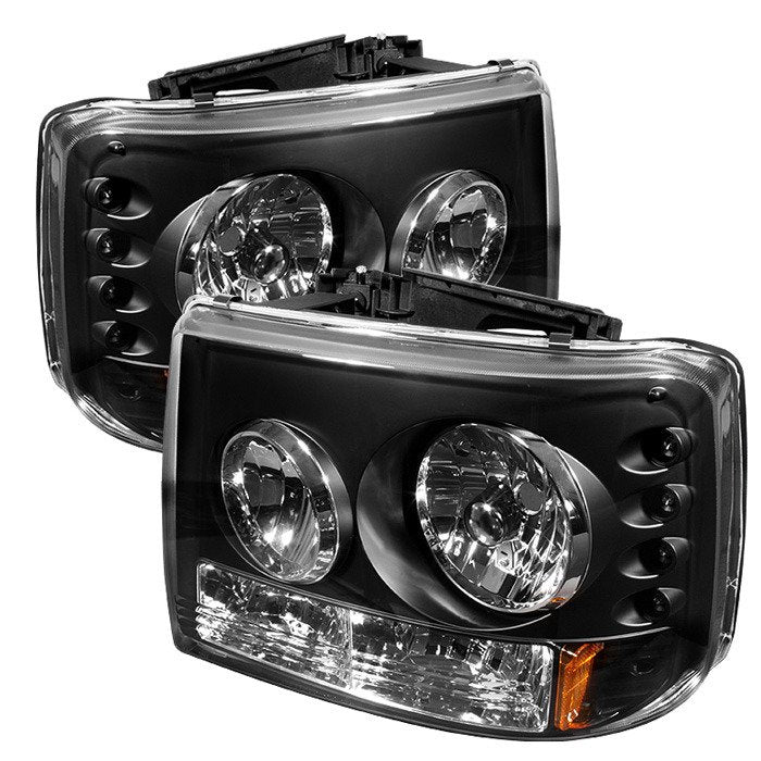 Spyder Auto 5012449 (Spyder Signature) Crystal Headlights 1PC W/ Bumper Lights - Black
