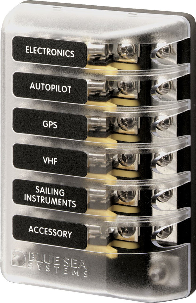 BLUE SEA 5015-BSS FUSE BLOCK 3AG 6CIRCUIT W