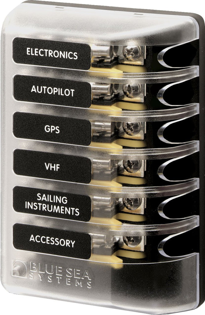 BLUE SEA 5018-BSS FUSE BLOCK 3AG 6CIRCUIT