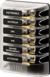 BLUE SEA 5018-BSS FUSE BLOCK 3AG 6CIRCUIT