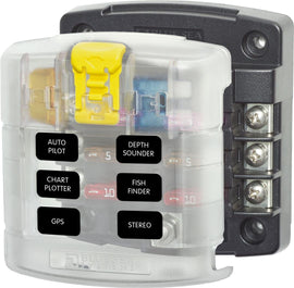 BLUE SEA 5028-BSS FUSE BLOCK STBLADE 6CIRC