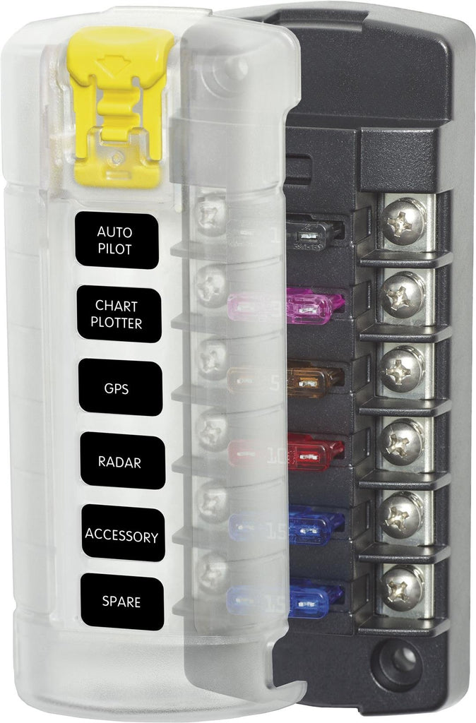 BLUE SEA 5035-BSS FUSE BLOCK STBLADE 6CIRC IND