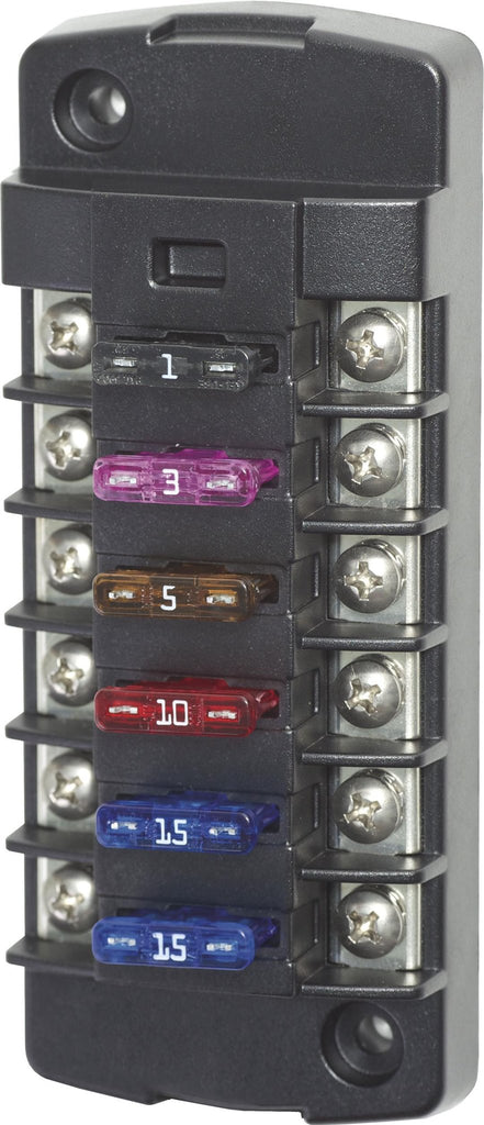 BLUE SEA 5037-BSS FUSE BLOCK STBLADE 6CIRC INDEPENDEN