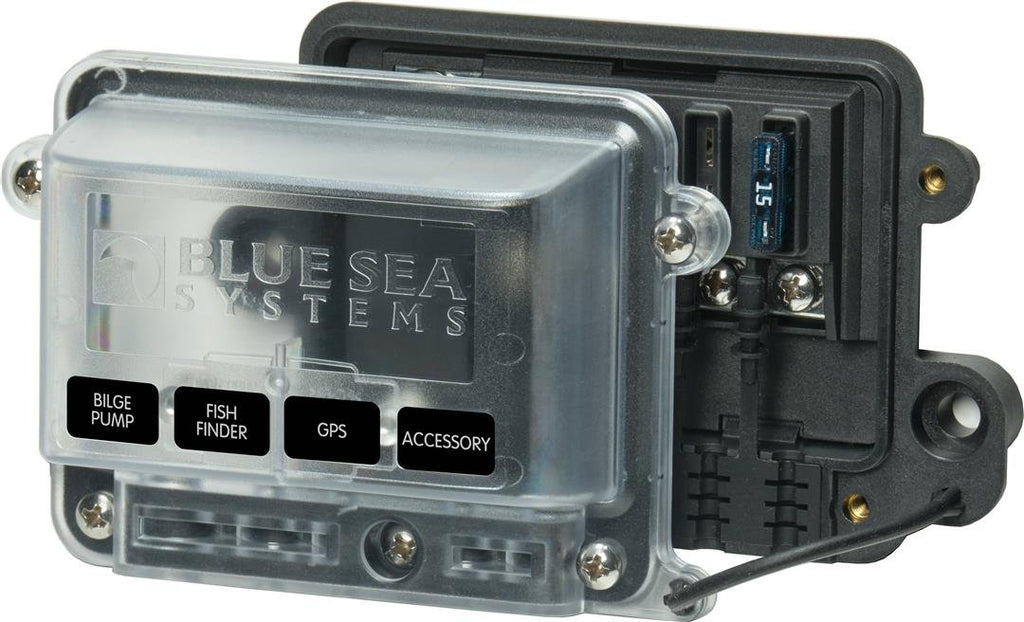 BLUE SEA 5056-BSS FUSE BLOCK STBLADE H2O 4CIRC FUSE