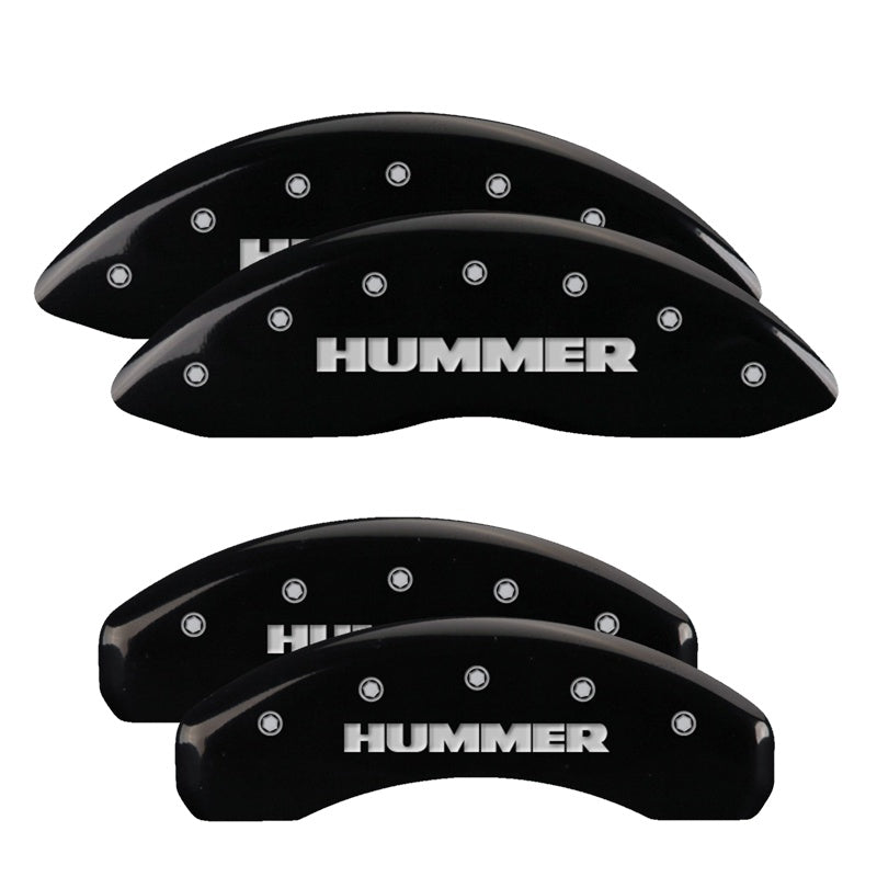 MGP Caliper Covers 52002SHUMBK Set of 4: Black finish, Silver Hummer