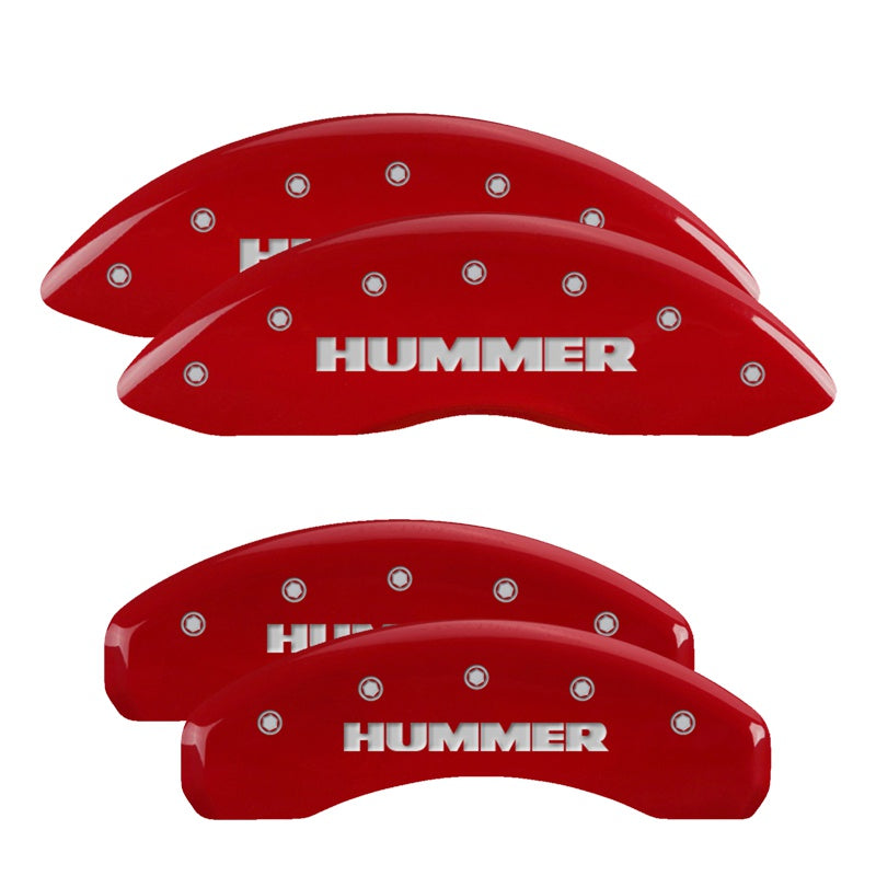 MGP Caliper Covers 52002SHUMRD Set of 4: Red finish, Silver Hummer