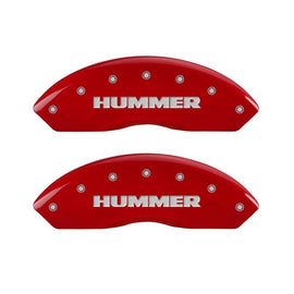 MGP Caliper Covers 52003SHUMRD Set of 4: Red finish, Silver Hummer