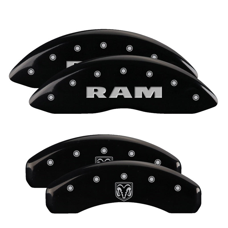 MGP Caliper Covers 55001SRMHBK Set of 4: Black finish, Silver RAM / RAMHEAD