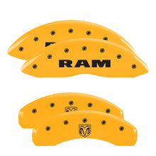 Load image into Gallery viewer, MGP Caliper Covers 55001SRMHYL Set of 4: Yellow finish, Black RAM / RAMHEAD