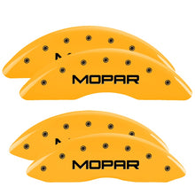 Load image into Gallery viewer, MGP Caliper Covers 55002SMOPYL Set of 4: Yellow finish, Black MOPAR