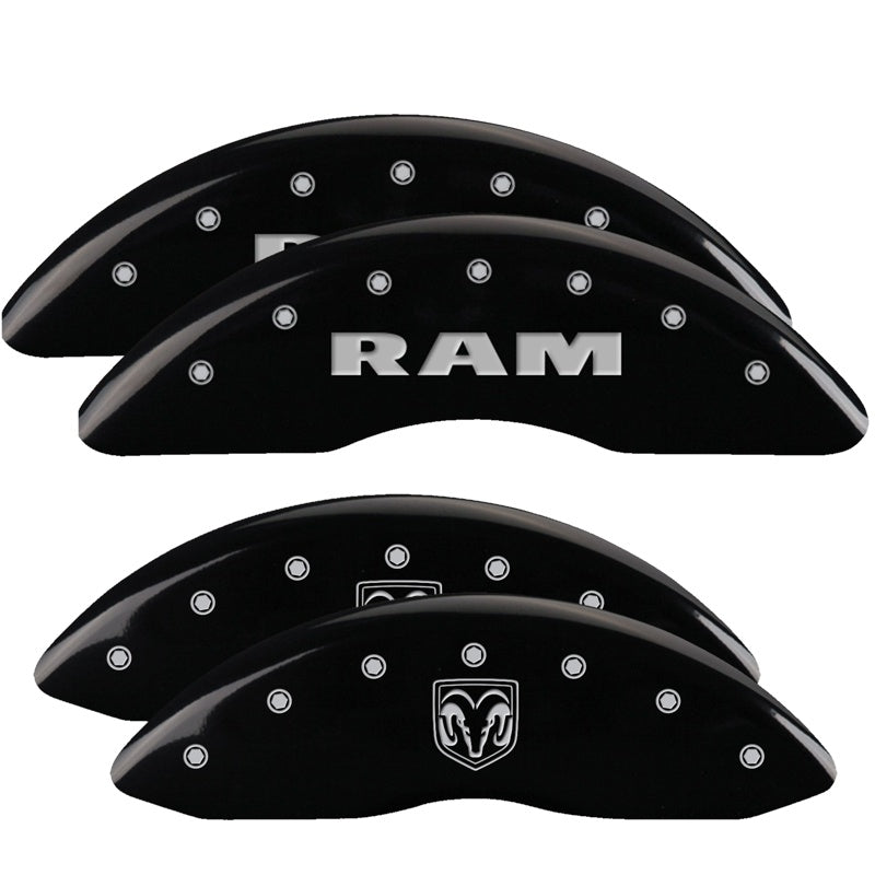 MGP Caliper Covers 55002SRMHBK Set of 4: Black finish, Silver RAM / RAMHEAD