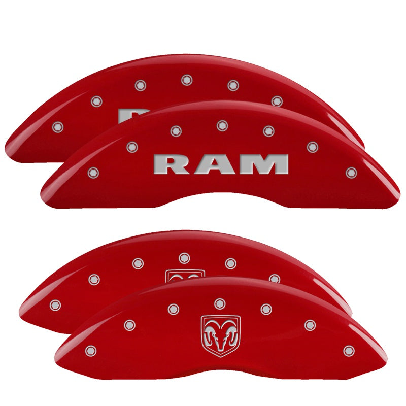 MGP Caliper Covers 55002SRMHRD Set of 4: Red finish, Silver RAM / RAMHEAD