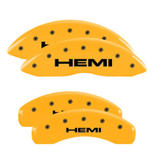Load image into Gallery viewer, MGP Caliper Covers 55005SHEMYL Set of 4: Yellow finish, Black Hemi